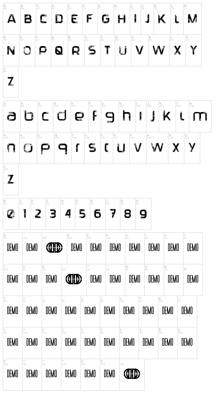 Tranquila font map